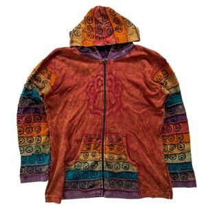 Greater Good Hoodie Women's 2XL Medium Colorful Boho Hippie Rainbow Sleeve